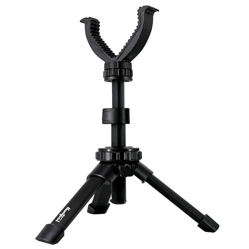 HUNTPAL Rfie Rest Bench Stand Shooting Stick Tripod Gun Rest for Range Table Shooting Target Practice, Portable Adjustable Height Compact Aluminum Construction Shooting Support