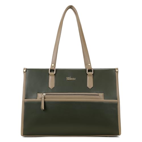 Image of EXOTIC Aveline Work Tote Bag for Women | Multi-Compartment Laptop Tote with Luggage Sleeve & Front Zip Pocket | Fits up to 14-Inch Laptop | Office & Travel Handbag