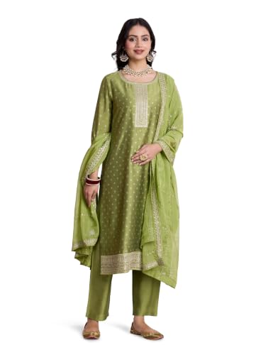 Image of Amazon Brand - Myx Women Embroidered Kurta Set with Designer Dupatta (Available in Plus Sizes)