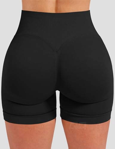 QOQ Women Workout Shorts 4.5" Scrunch Booty Gym Shorts Seamless Butt Lifting Impact Yoga Shorts4