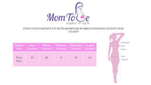 Image of MomToBe Women's Cotton Maxi Maternity Nighty /Feeding Nighty /Pregnancy Night Gown /A-Line Nursing Nighty with Zippers for Nursing Pre and Post Pregnancy