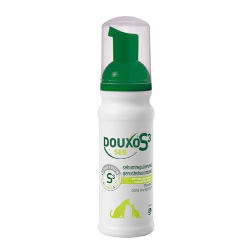 DOUXO S3 SEB Mousse Hunde- & Katzenschuppenlösung Beruhigende Leave-On-Katzenmousse effektives Mousse für Hundedermatitis schuppige & fettige Haustierhaut hypoallergener Duft