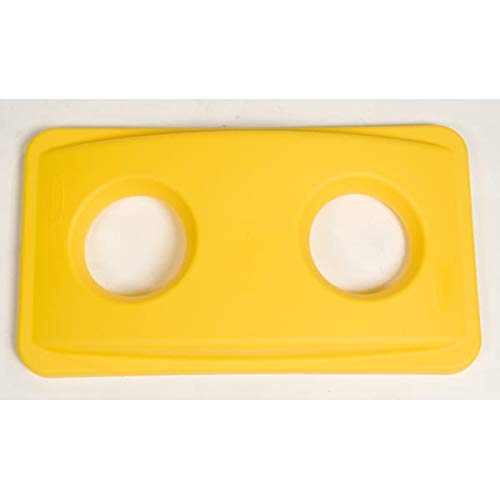 Image of Rubbermaid Commercial Products Recycling Bottle /Can Lid Slim Jim Container, Yellow, Compatible with Slim Jim 23 Gallon Recycling Container