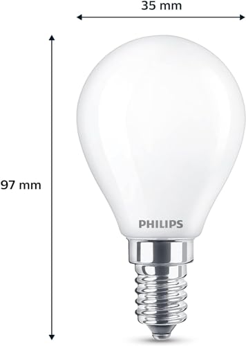 Philips LED Premium Classic P45 Lustre Light Bulb 2 Pack [E14 Small Edison Screw] 4.3w - 40W Equivalent, Warm White (2700K), Non Dimmable, A++