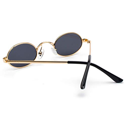 Tiny Oval Sunglasses Men Small Vintage Women Sun Glasses Retro Round Decoration (gold with black)4
