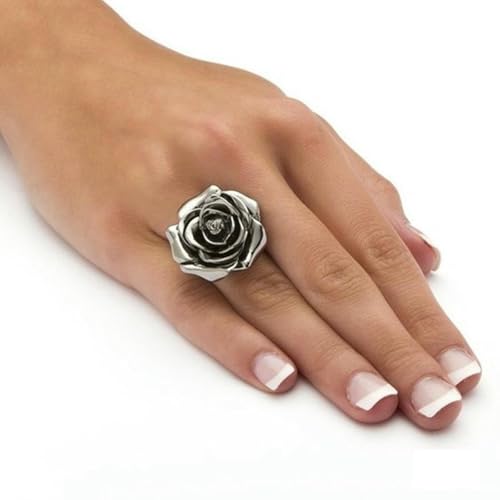VCODWCSJO Personalidad Retro Anillo Serie Rosa Negra Mujer-R2001-7