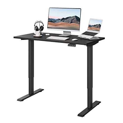 Sit Stand Desk 48 X 24 Inches Dual Motor Standing Desk, Electric Height Adjustable Desk With Whole Piece Desk Board Usb Port For Home Office (Black Tabletop+Black Frame) #TOP5