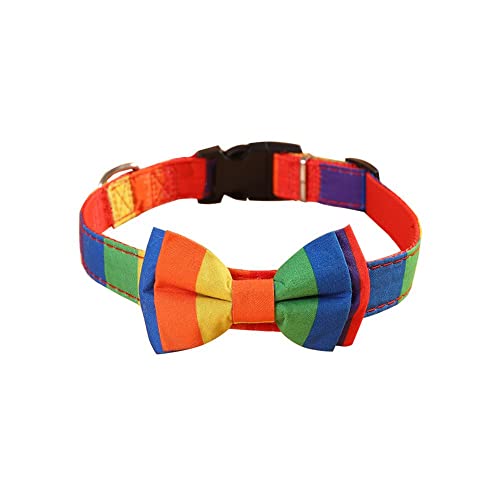 LUMoony 1Pcs Collier de Chien avec Noeud Papillon Réglable Arc-en-Ciel Collier de Chien Chien Chat Colliers de Chien Colliers d'animaux pour Chats Chiots Petits Moyens Grands Chiens Cover