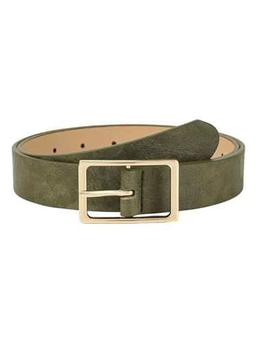 BEAUDRM Women's Elegant Square Metal Gold Buckle Belt Trendy PU Leather Dressy Waist Belts for Jeans...