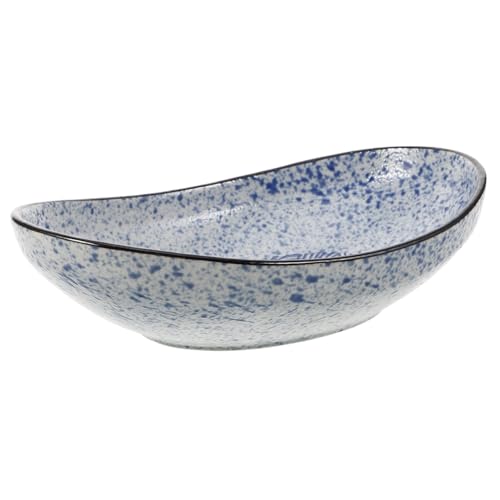 Garneck Cuenco de lingotes frutero azul y plato azul tazón para mezclar ensalada Centro de mesa de comedor tazones de postre Cuenco decorativo tazones de desayuno cerámica