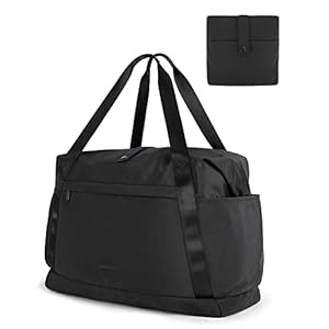 BAGSMART Foldable Travel Duffle Bag, 30.6L Large Carry On Tote Bag Gym Sports Bag for Women, Weekender Overnight Bag for Travel Essentials & Daily Necessities(Black)