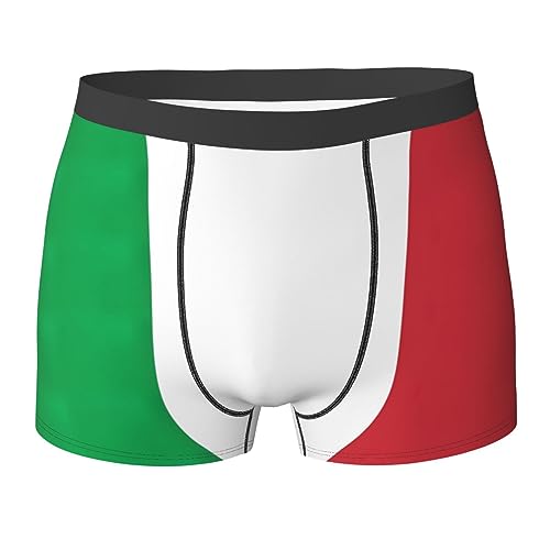 Bkdogkt Herren-Boxershorts, Motiv: Italien-Flagge, atmungsaktiv, Stretch, Unterwäsche für Komfort, Schwarz, Large