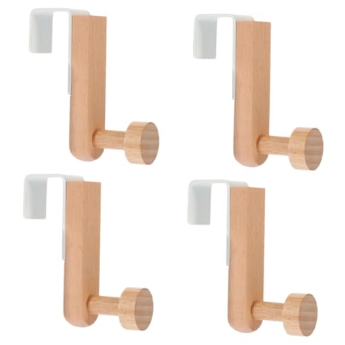 KICHOUSE 4pcs Over Door Clothes Rack Cabinet Hangers Hooks Hat Hooks Over The Door Hook Door Back Holder Bathroom Hook Wall Hooks Cabinet Door Hooks Over The Door Hanger Wood White