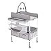 VEVOR Baby Changing Table, Foldable Diaper Change Station with 2 Fabric Drawers, Side Basket and Hanging Rod, Adjustable Height Changing Table with Lockable Wheels and 2 Star Toys, Light Gray