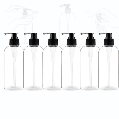 Image of Prakash 500ML Transparent Empty Bottle (Pack of 6) Portable Clear BPA-Free Cylinder Shampoo Lotion Hand Pump Bottle Durable Refillable Containers for Massage Oil, Liquid Soap
