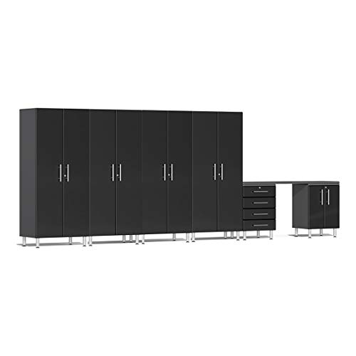Ulti-MATE UG27071B 7-Piece Cabinet Kit with Channeled Worktop in Midnight Black Metallic