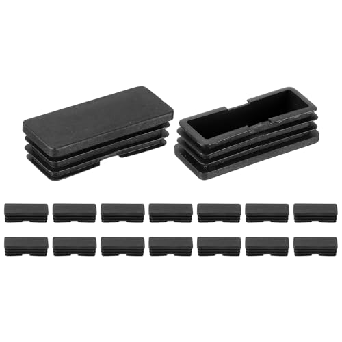 Image of uxcell 16 Pcs Rectangle Tubing End Caps 2 3 /8 x 1 Inch Plastic Hole Plugs Insert End Cap for Metal Tubing Post Chair Leg Table Bookshelves Furniture, Black