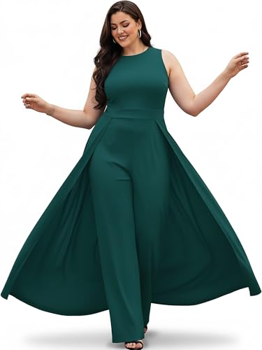 Image of KOH KOH Womens Sleeveless Flattering Dressy Long Pant Cape Elegant Jumpsuit