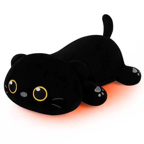 1.8lb Black Cat Stuffed Animals Plush Microwavable Heating Pad-14 Black Cat Heating Pads for Cramps &Period Pain Relief Heatable & Coolable Stuffed Animals Bedtime Birthday Gift for Women Kids
