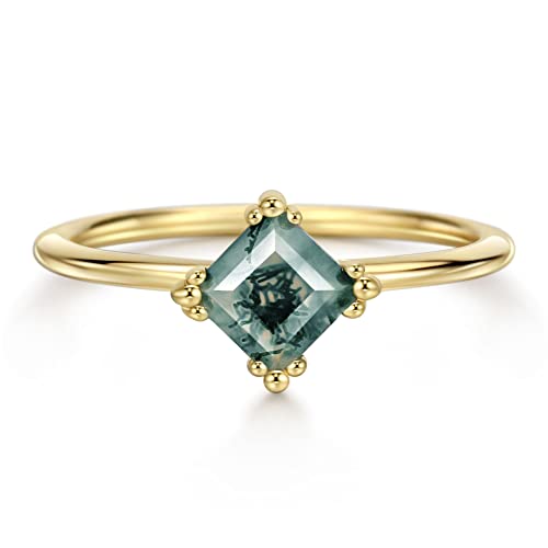 Bague en agate de mousse verte bague de mariage unique pour femmes