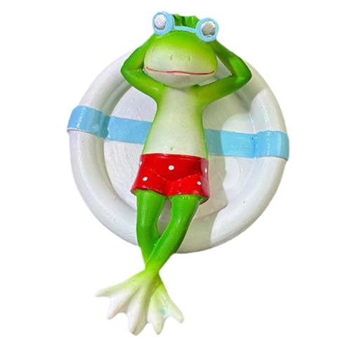 Sharplace Figura de Rana Flotante, Decoración de Piscina, 14 X 11 Cm, Accesorios, Versátil, Pintada a Mano, para Estanque de Jardín, Ligera, Bonita Estatua de R