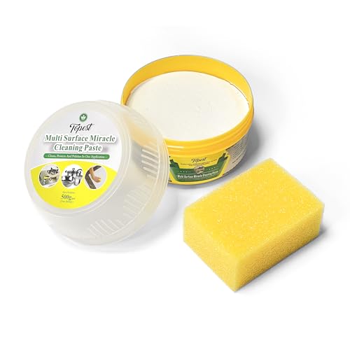 Topest All-Purpose Cleaning Paste [500 G] | with Degreaser Sponge | Suitable for Kitchen Oven Tiles Bathroom Stainless Steel Stoves Grease and Scale Cleaning