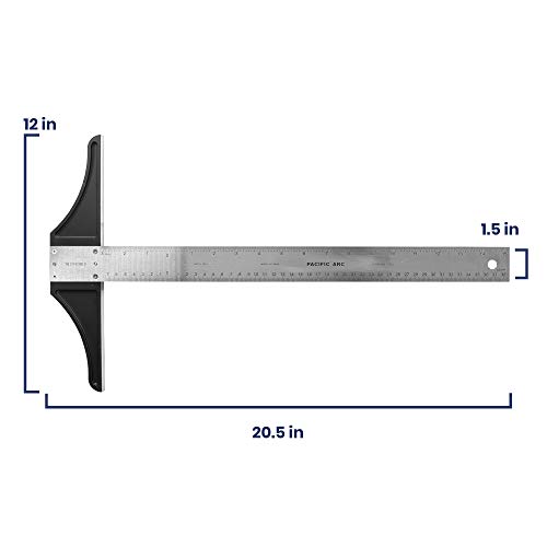 Pacific Arc 18 Inch T Square, Traditional Stainless Steel, Graduated Inch and Metric by Pacific Arc - Image 4