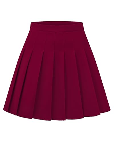Image of Pleated Skirts for Women, High-Waisted A-Line Mini Tennis Skater Skirt | Easy pull-on elastic waist, Clean solid color, School uniform outfits, Cheerleader outfits, Everyday campus wear