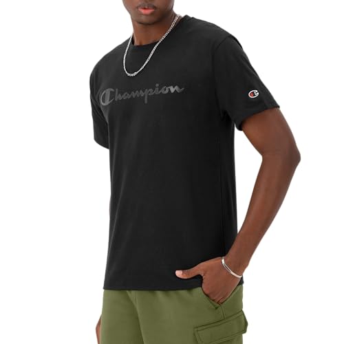 Champion Men's Classic Graphic T-Shirt, Black-Tonal Script Logo, Medium2