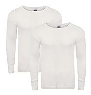 Pack Of 2 Men's Thermal Long Sleeve Top, Warm Underwear Baselayer 0.45 TOG RATING- Hold more warm air close to the skin 60% Cotton and 40% Polyester Comfort Fit, the ribbed construction shapes to the contours of the body Colour: White, Blue, Grey, Na...
