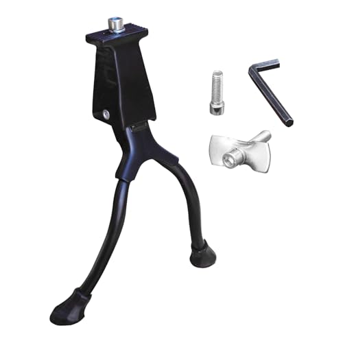 Soporte de bicicleta de liberación rápida, soporte de montaje central para bicicletas con patas dobles, accesorios de metal soporte estable para estacionamiento, ciclismo, al aire libre, paseos por