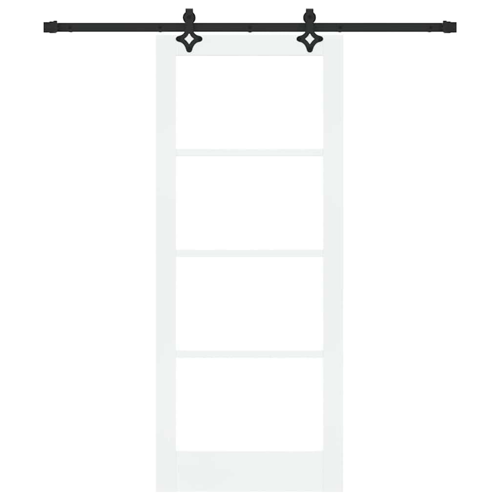 Puerta corredera ORKDAL blanco y negro 83 x 202 cm Interior con madera maciza de pino cristal, deslizamiento silencioso, ahorro de espacio, para salón, dormitorio, cocina, diseño moderno