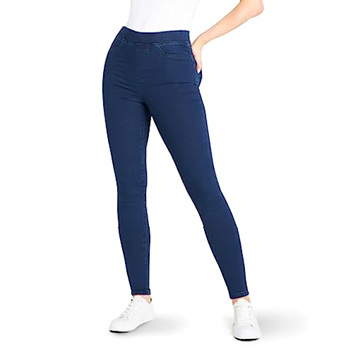 CityComfort Jeggings Donna Leggins Skinny Jeans Modellanti Elasticizzati a Vita Alta Slim Jeggings con Tasche Taglie Forti 36-48 (Blu Scuro, 36)