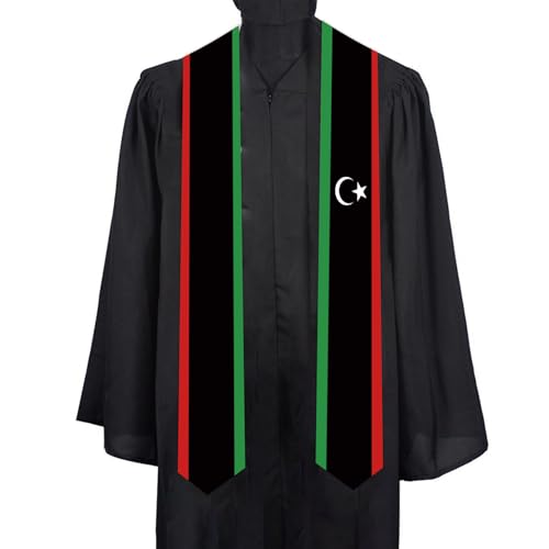 ASETKAT Libya Country flags Graduation Stole scarf class of Graduation Sash Unisex Adult for Study Aboard International Students gifts