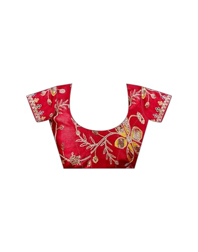 Image of SIRIL Women's Georgette Bandhani Printed, Embroidery Lace Saree With Unstitched Blouse Piece