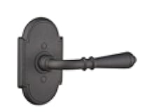 Emtek PRIVACY SET #1 Wrought Steel Rosette, 7 knob/lever options and 2 finish options (Indicate Left or Right handed for levers) (Normandy Lever, Flat Black (FBS))