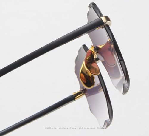 Óculos De Sol Feminino Quadrado Dourado Grande Sem Aro Square Degradê