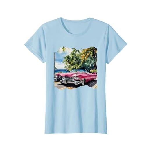 ピンク キャデラック ルックイン ビンテージビークル | 水彩 Tシャツ