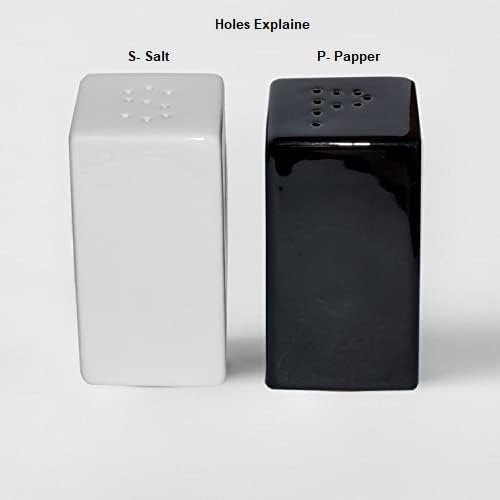 Miniatura 7 de Soporte de cerámica de la sal y de la coctelera de la pimienta de la forma cuadrada para la combinación de la mesa de comedor blanco