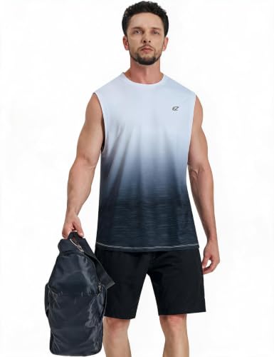 Image of EZRUN Men's Workout Sleeveless Shirts Quick Dry Muscle Swim Shirt Gym Fitness Running Beach Tank Tops