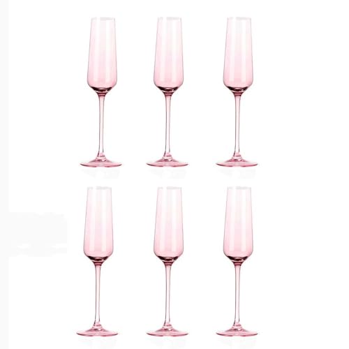 dP3sQ8mXjN flûte à champagne en plástico breloques de fête d Copa de champán Pink Lady, copa cristal, 6 piezas, capacidad,76 oz for diversas fiestas navideñas en casa