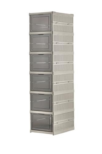 6 Katlı, Katlanabilir Ayakkabılık, Taşınabilir Çok Amaçlı, Geniş, Katlanabilir Dolap ve Raf, Katlanır Taşınabilir Premium Portatif Organizer Ayakkabılık (25,5 cm x 34,5 cm x 105,5 cm) (Toprak)