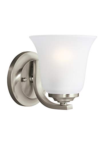 Image of Generation Lighting 1-Light Emmons Traditional Bath Fixture Wall Lamp Brushed Nickel 4139001-962, Bathroom Light Fixture for Home Decor, Wall Sconce Vanity Light Fixture and Bathroom Accessory