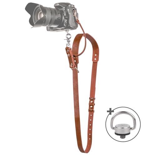 C Coiro Leather Camera Strap for One Camera - Professional Single Leather Harness Shoulder Strap Quick Release Gear DSLR/SLR, Camera Accessories for Photography, Tan