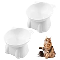 Legpador 2 Stück Futternapf Katze, Katzennapf Erhöht, Fressnapf Katze, Katzennäpfe, Katzenschüssel, Katzenfutternapf, Katzen Essen Schale, Futternapf für Katzen für Katzenfutter und Wasser(Weiß)