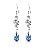 SVODEA Mushroom Earrings for Women,925 Sterling Silver Created Blue Crystal Magical Mushroom Dangle