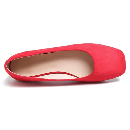 Image of ChaiRong Zhou Women Square Toe Ballets Flats Comfort Slip On Walking Shoes for Driving