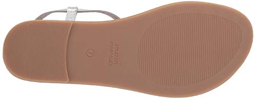 Amazon Essentials Women's Casual Thong with Ankle Strap Sandal, Silver, 8 B US - Image 3