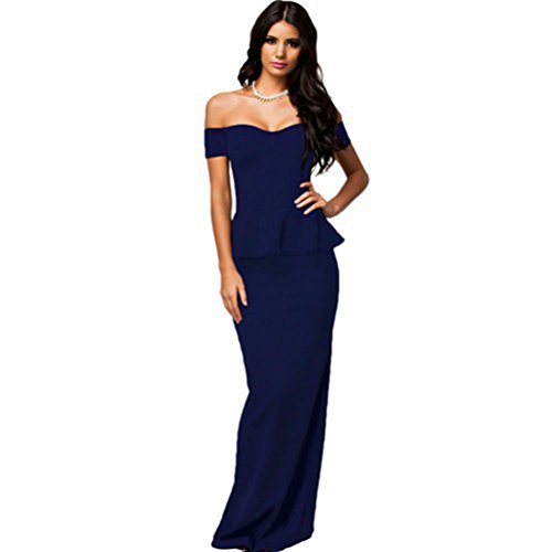 Robe slim sexy YALI bleu foncé en taille S au tombé parfait