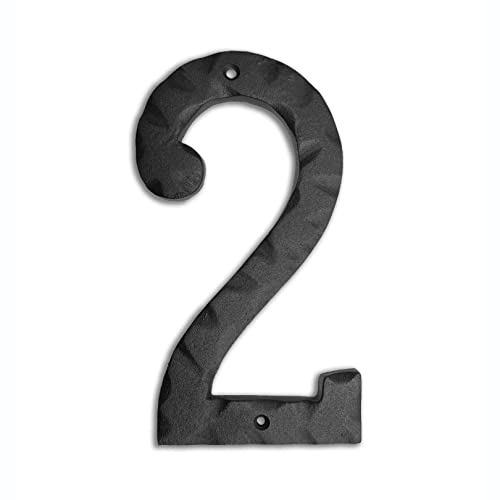 Image of NACH House Numbers for Outside, 6 inch Black Address Numbers for House - Number 2 - Rustic Numbers for Outside with Mounting Hardware